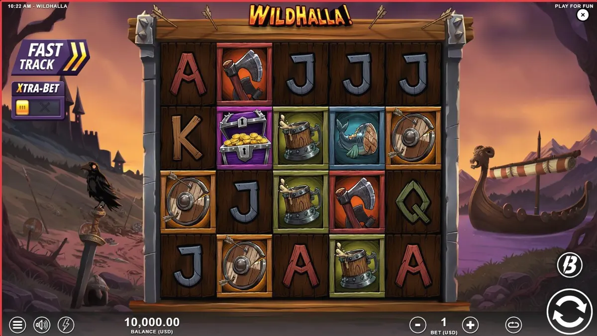 Tela do jogo Wildhalla com elementos nórdicos e Vikings